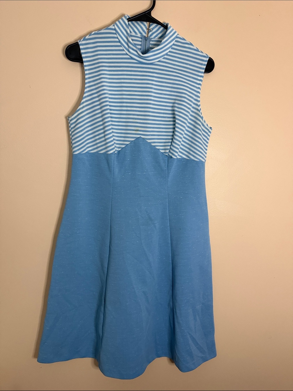 Girls' Light Blue Striped Sleeveless Dress
